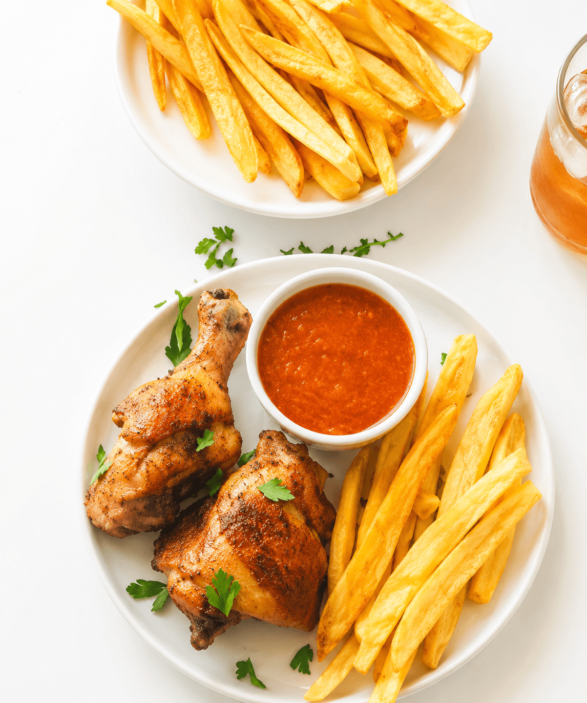 Fried boneless Chicken drum & Sweet Plantain Fries